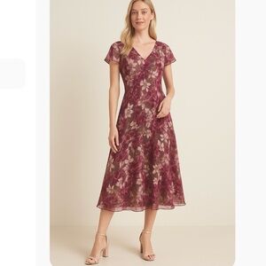 Kate Hill Floral Burgundy Dress